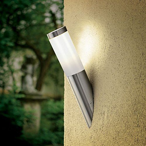 Eglo Helsinki LED Outdoor Wall Light, Exterior Lamp incl. Motion Detector, Silver Stainless Steel and White Plastic Garden Lighting, E27Socket - Image 2
