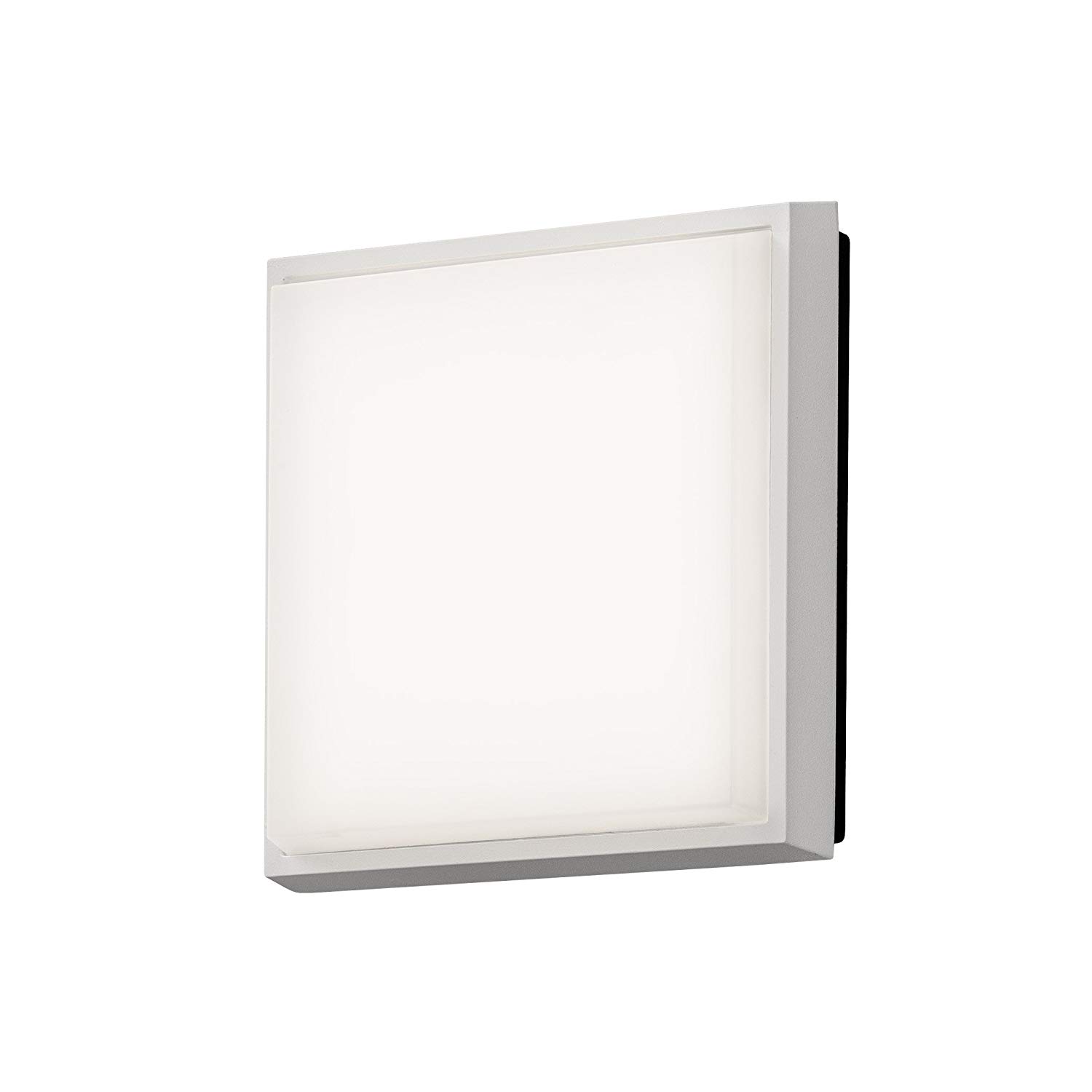 Konstsmide Outdoor Wall Light Mains Powered/Cesena Square Bulkhead Wall or Ceiling Use/High Power 10 W LED Wall Lamp/Opal-Frosted Polycarbonate