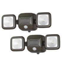 Mr. Beams MB3000 High Performance Wireless Battery Powered Motion Sensing LED Dual Head Security Spotlight, 500 Lumens, Brown, Set of 2