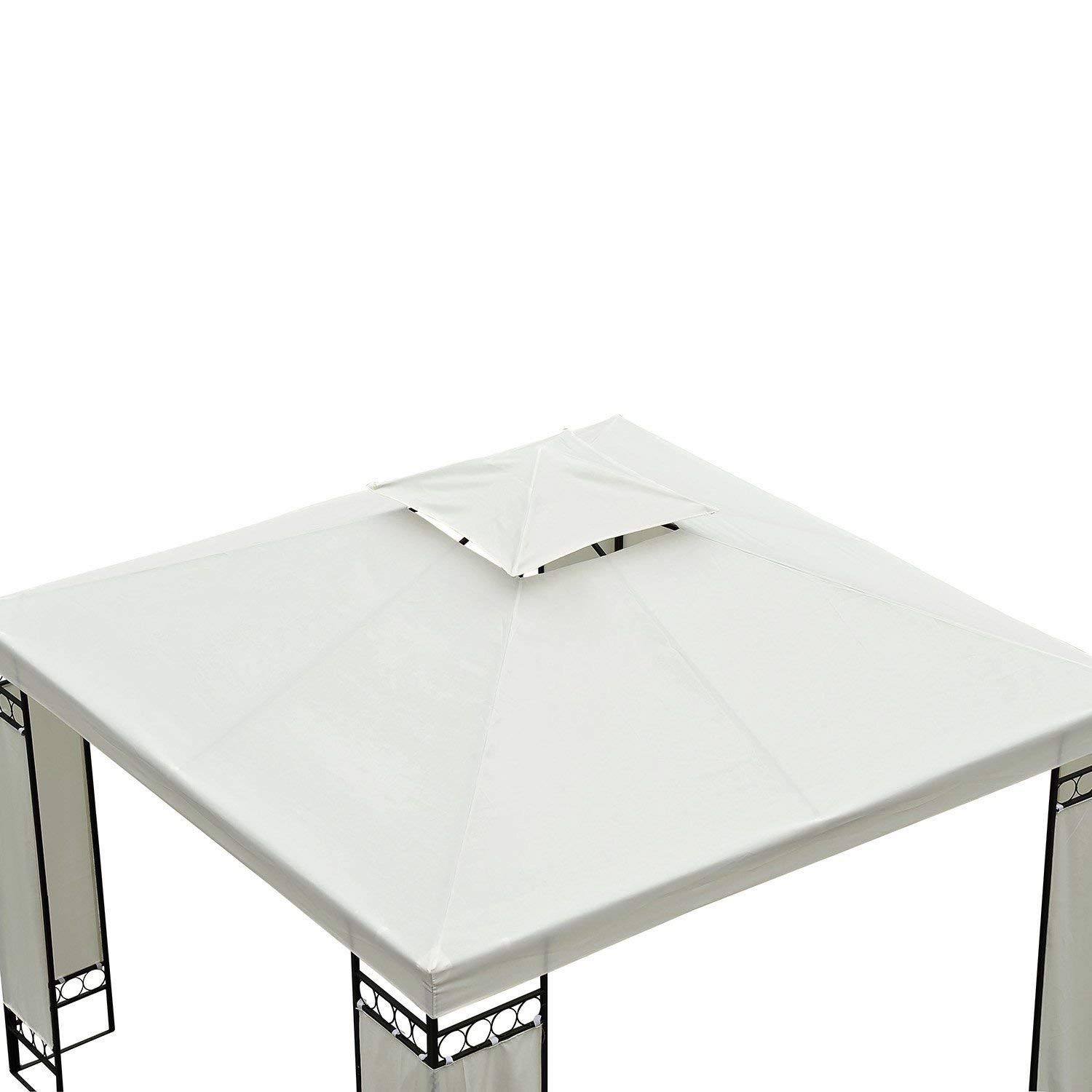 Outsunny 3 x 3(m) Gazebo Canopy Replacement Cover 2-Tier Roof Top Spare Part Cream White (TOP COVER ONLY)
