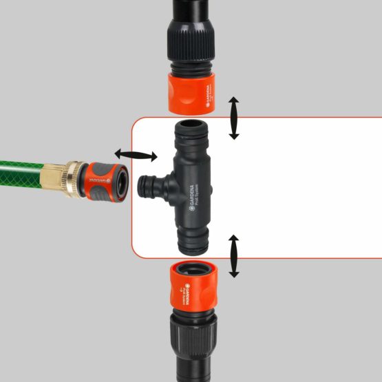 Gardena Profi-System Tee: Transition Piece of Professional System on Original Gardena System for Higher Water Flow (2835-20) - Image 2