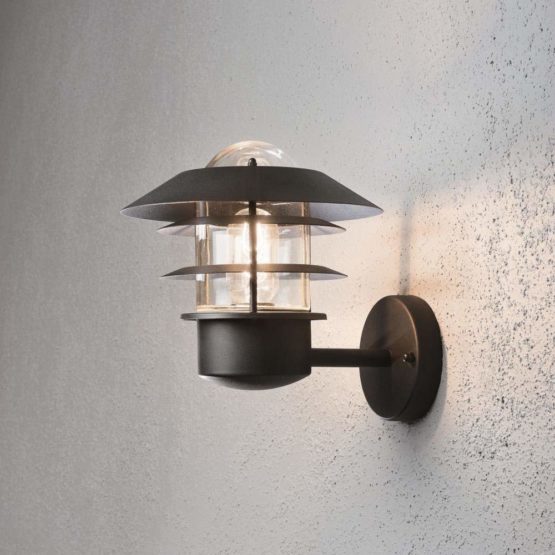 Konstsmide 7303-750 Modena Up Outdoor Wall Light / 1 x 60 W E27 Max Wall Lamp / Clear Glass Globe / Aluminium / IP44 / Matt Black - Image 2