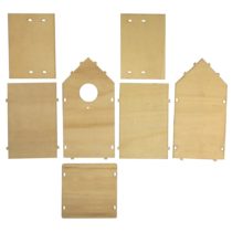 Rayher 62224000 Decorative Birdhouse, Construction Kit with Interlocking Parts, Wood Building Set, 7 slot-together Pieces, 11x10.5x17cm