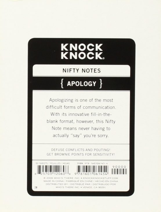 Knock Knock Humorous Apology Note Pad - Image 2