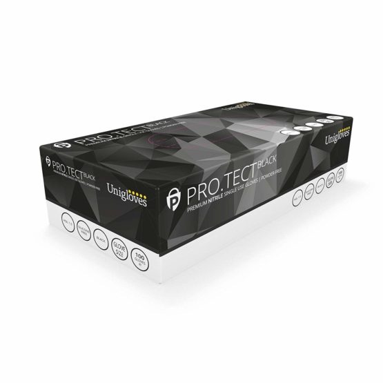 Unigloves GA0042 Powder Free Commercial Nitrile Gloves, Small, Black (Pack of 100)