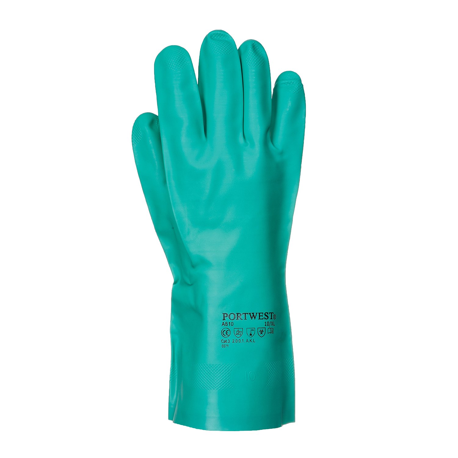 Portwest A810 Nitrosafe Chemical Gauntlet Green, Small - Image 2