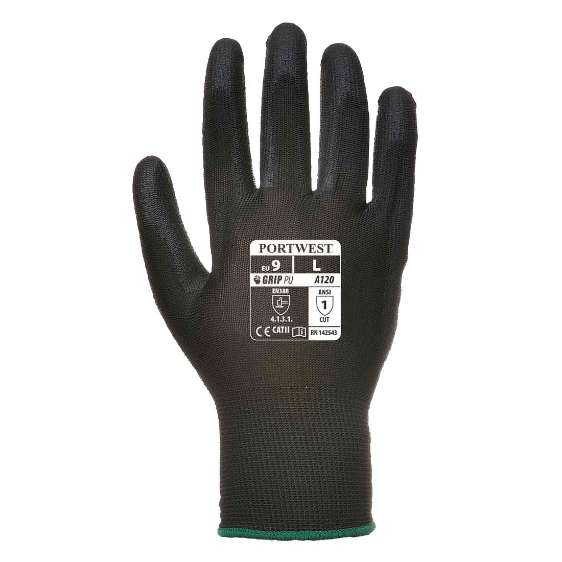 Portwest Vending PU Palm Glove, Size: S, Colour: Black, VA120K8RS