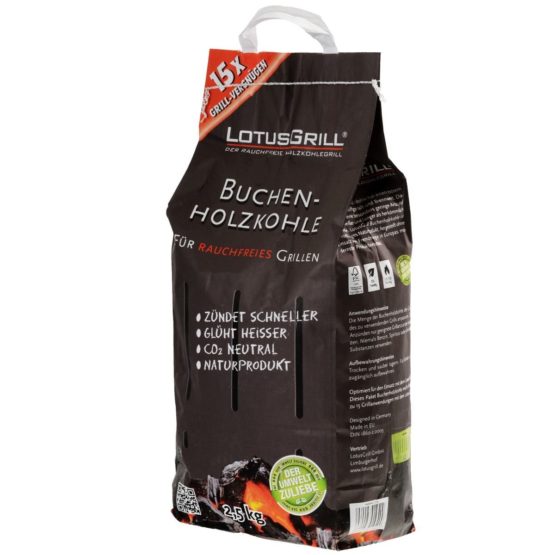 LotusGrill Charcoal 2,5 kg Sack, Multicoloured, 37,9 x 25,3 x 18,2