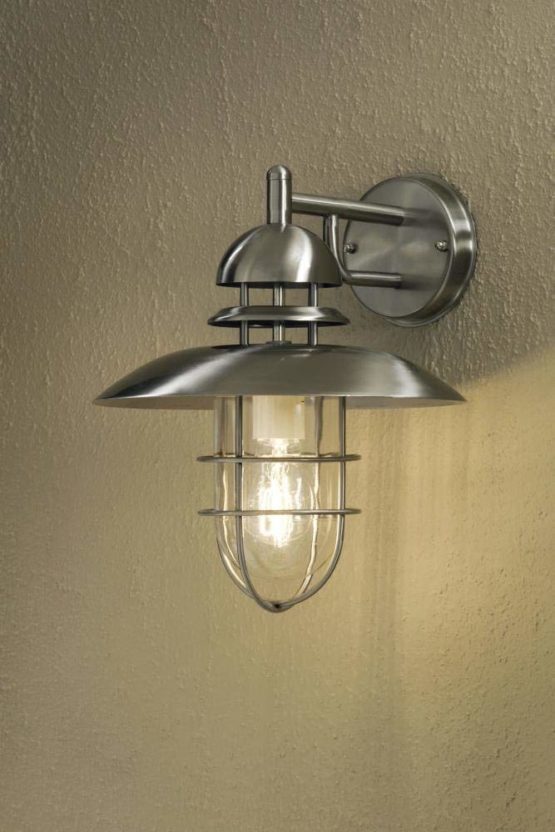 Konstsmide 7319-000 Sorrento Down Outdoor Wall Light/ 1 x 60 W E27 Max Wall Lamp/ Clear Glass Globe/ Stainless Steel/ IP44/ Outside Light Stainless Steel - Image 2