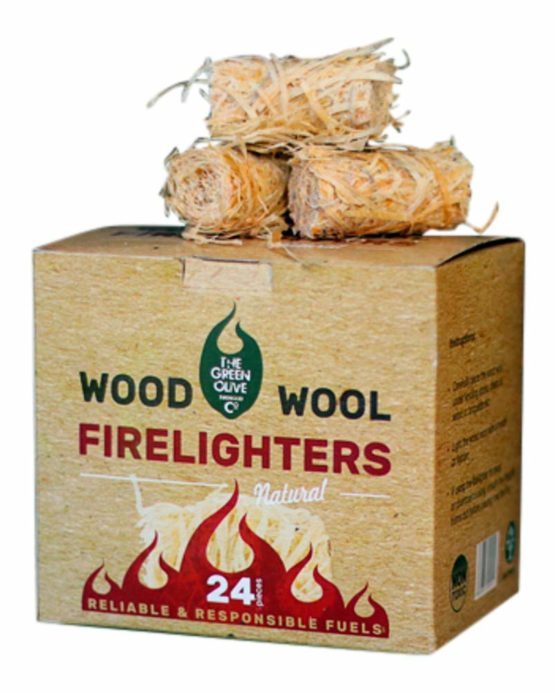 The Green Olive Firewood Wood Wool Natural Firelighters 24 Piece Box,