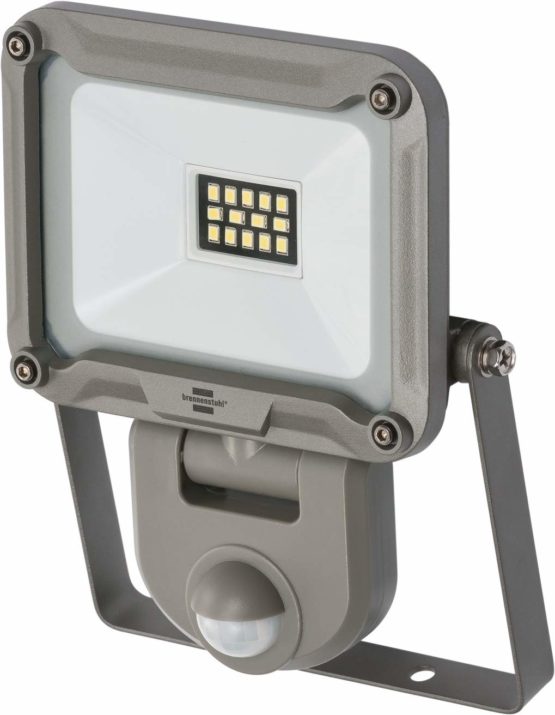 Brennenstuhl LED Light JARO 1000 P with PIR Sensor/LED Outdoor floodlight with Motion Sensor (LED Security Light for Wall mounting, Aluminium casing, 10W, IP44) Silver