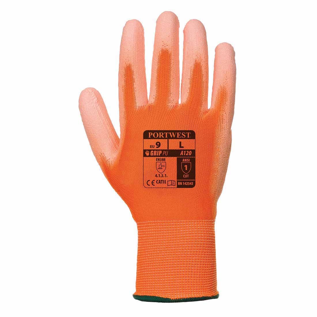 Portwest Men's Pu Palm Glove Tools, Orange, S Pack Of 1 UK, S (Pack of 1)