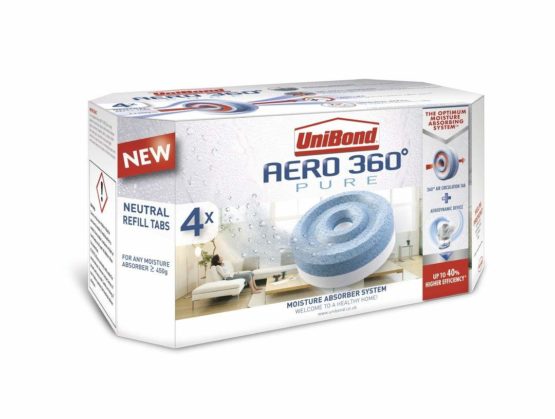 UniBond AERO 360° Moisture Absorber Neutral Refill Tab, ultra-absorbent and odour-neutralising, for AERO 360° Dehumidifier, Condensation Absorbers, Pack of 4 (4 x 450g)