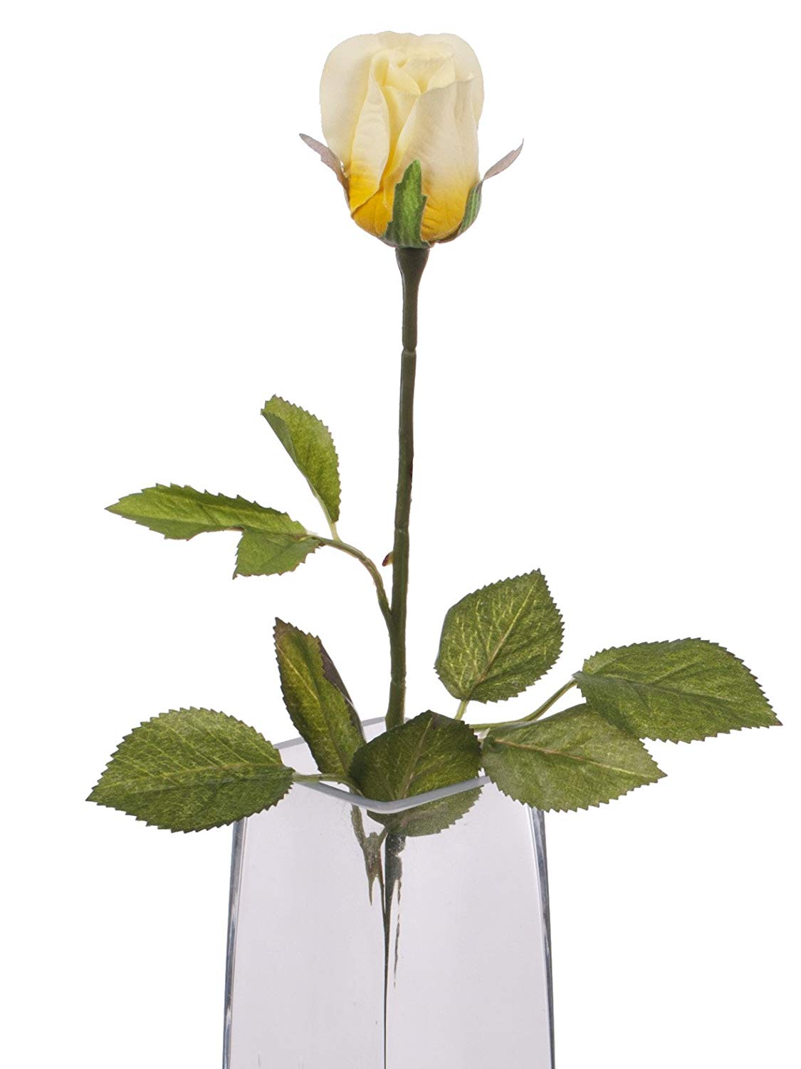 Floral Elegance Artificial 60cm Single Stem Closed Bud Rose Flowers x 12 (6 x Yellow and Cream and 6 x Pale Pink) - Image 4