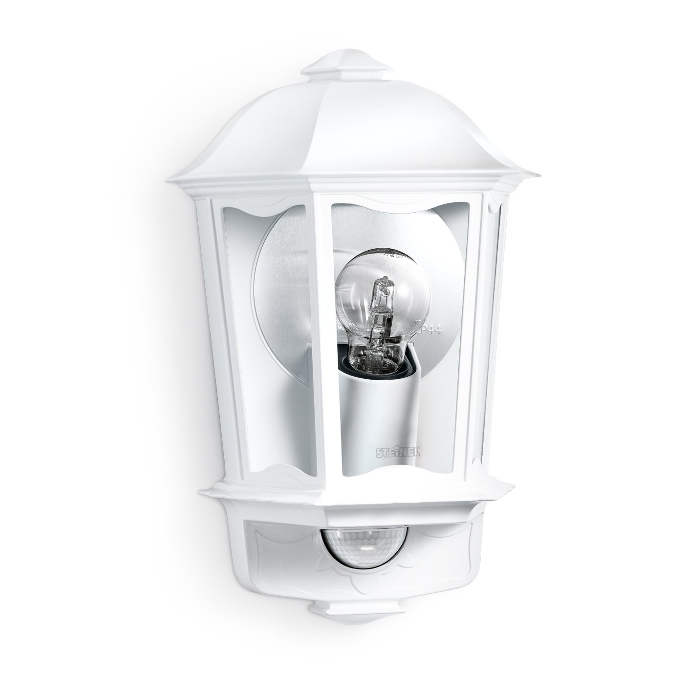 Steinel Outdoor Light L 190 S White, Max. 100 W, Wall Light, 180° Motion Sensor, 12 m Range, Soft Light Start, Aluminium