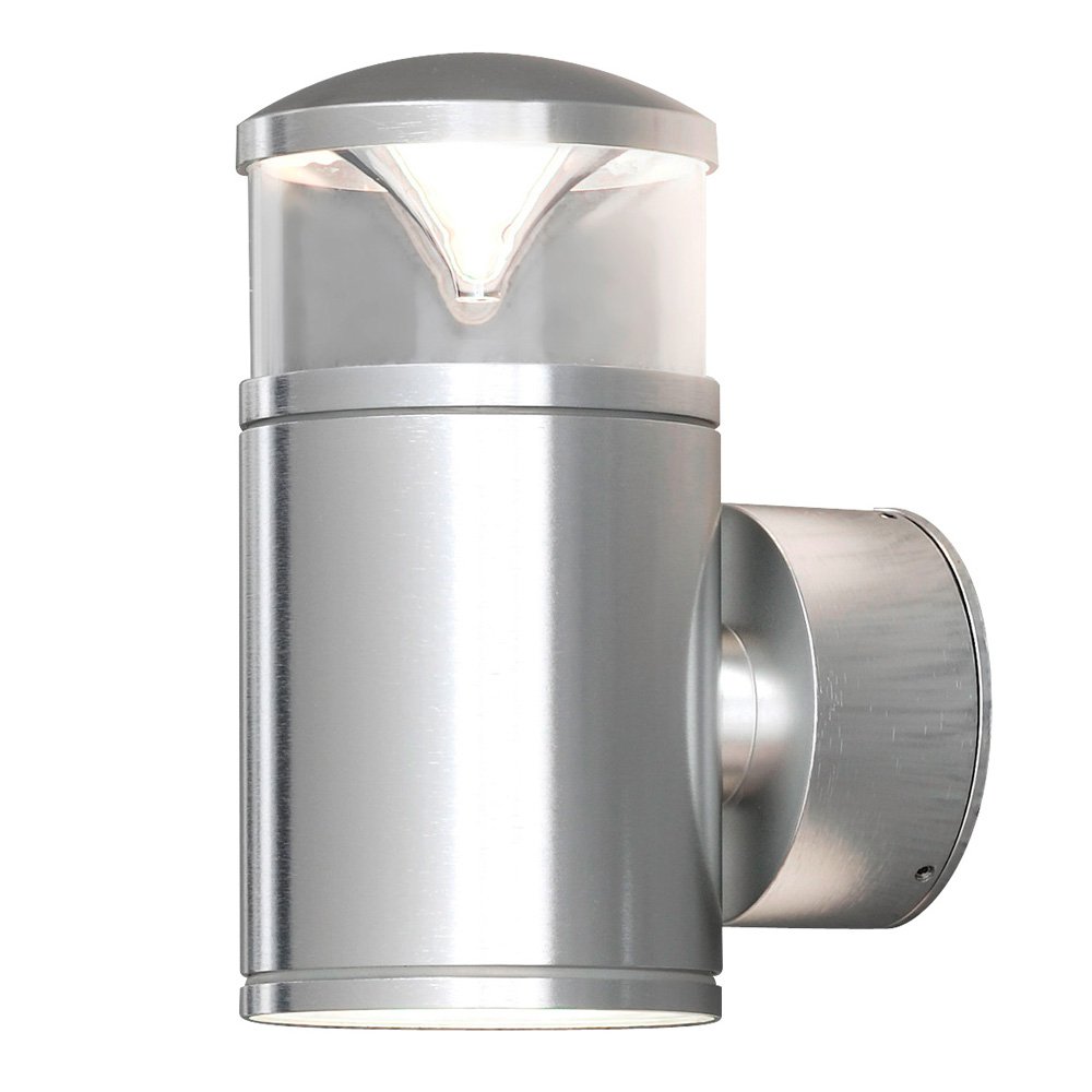 Konstsmide Outdoor Wall Light Mains Powered/Monza Small Up Down Modern Lamp/2 x 9 W GX53 Max Wall Lamp/Clear Acrylic Lens/IP44/Aluminium Outside