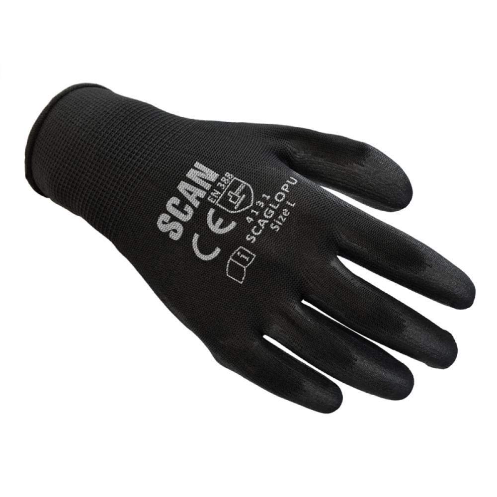 Scan SCAGLOPU12 Black PU Coated Gloves - Size 9 - Pack 12 - Image 3