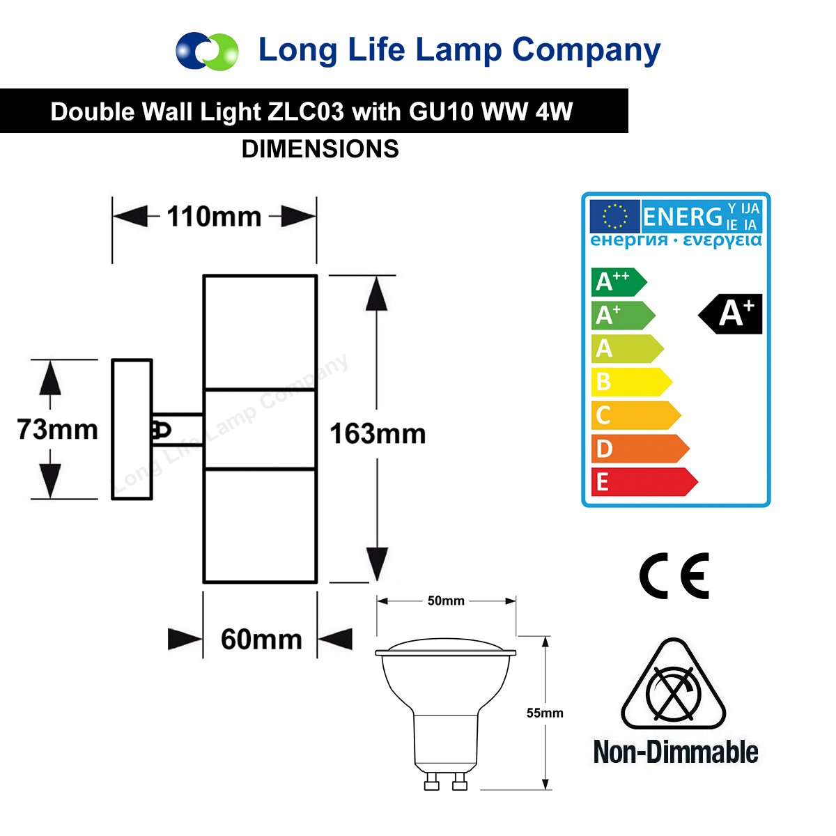 Long Life Lamp Company Stainless Steel LED Double Outdoor Wall Light IP65 Up/Down Outdoor Wall Light 8WZLC03 - Image 3