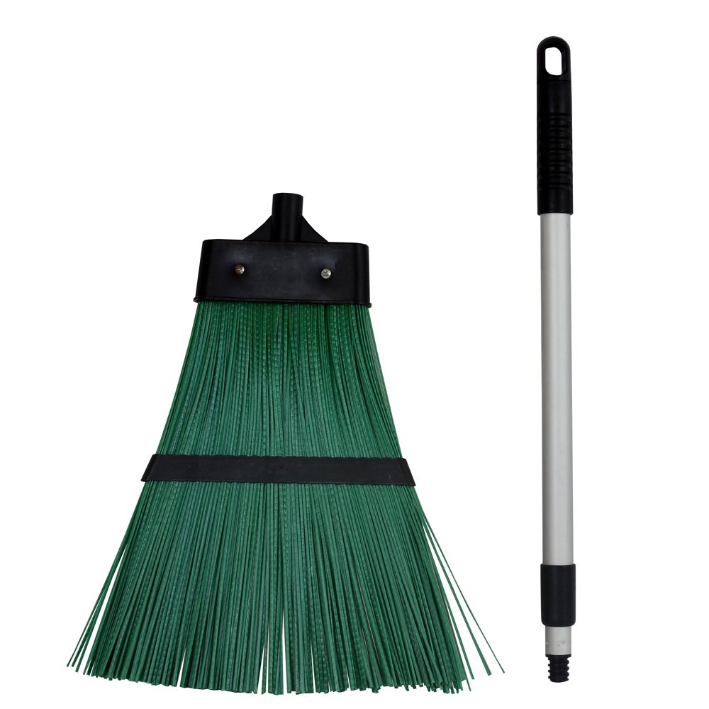 JVL Outdoor Garden Hard Bristled Broom Brush Rake with Extendable Handle - Image 2