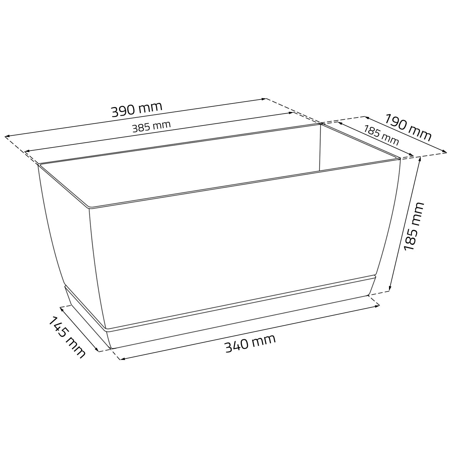 Prosper Plast DUPP400-S449 39 x 19 x 18.2 cm "Coubi" Box Planter - White - Image 2