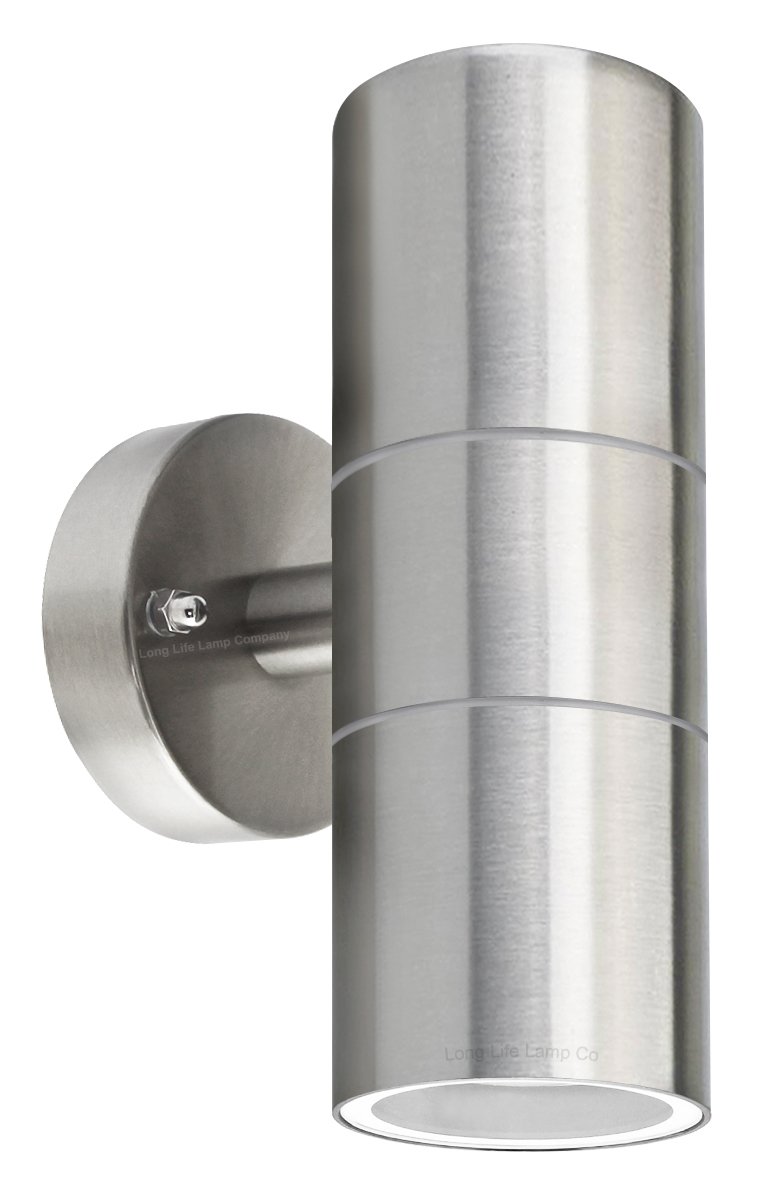 Modern Stainless Steel Up Down Double Wall Spot Light IP65 Outdoor Use GU10 (Pack of 4)