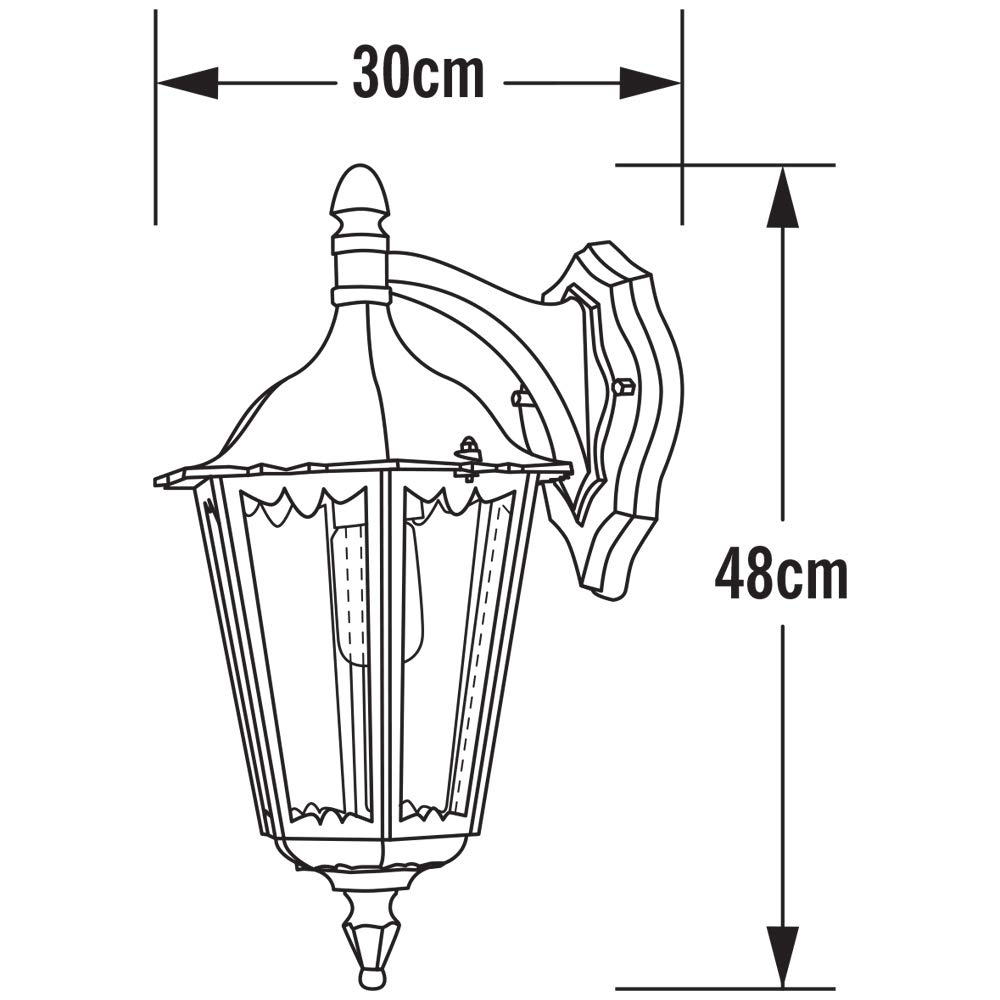 Konstsmide Outdoor Wall Light Mains Powered/Firenze Large Down Traditional Lantern/1 x 100 W E27 Max Lamp/Clear Glass - Image 3