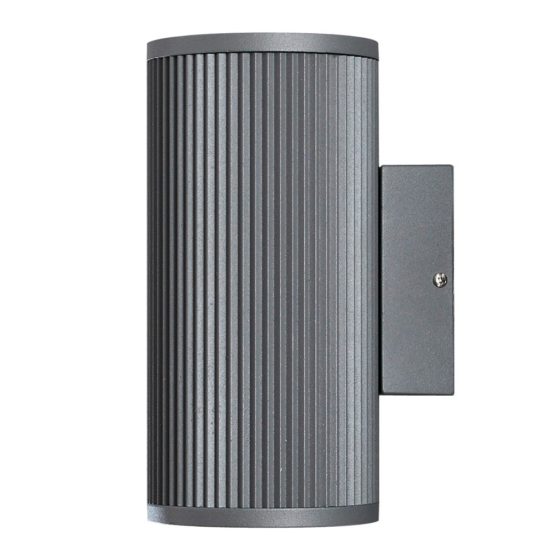 Konstsmide Siracusa Up and Down Outdoor Wall Light / 2 x 35 W GU10 Max Wall Lamp / Clear Glass Lens / IP44 / Outside Light Aluminium Grey, 7514-300