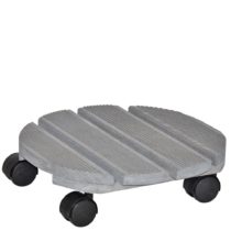 WAGNER Plant trolley CREO Ø 29 x 8 cm I Made of FSC®-certificated solid wood, indoor use, beech grey I Container trolley made of wood, grey riffled I Load capacity 100 kg I Made in EU - 20086401