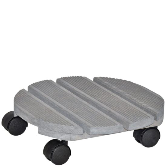 WAGNER Plant trolley CREO Ø 29 x 8 cm I Made of FSC®-certificated solid wood, indoor use, beech grey I Container trolley made of wood, grey riffled I Load capacity 100 kg I Made in EU - 20086401