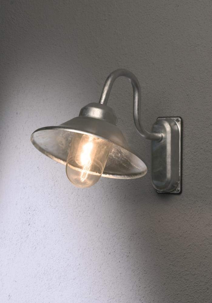 Konstsmide Handmade Outdoor Wall Lights Mains Powered/Vega Down Swan Neck Outdoor Wall Light/1 x 60 W E27 Max Wall Lamp/Clear Glass Globe/RAW - Image 2