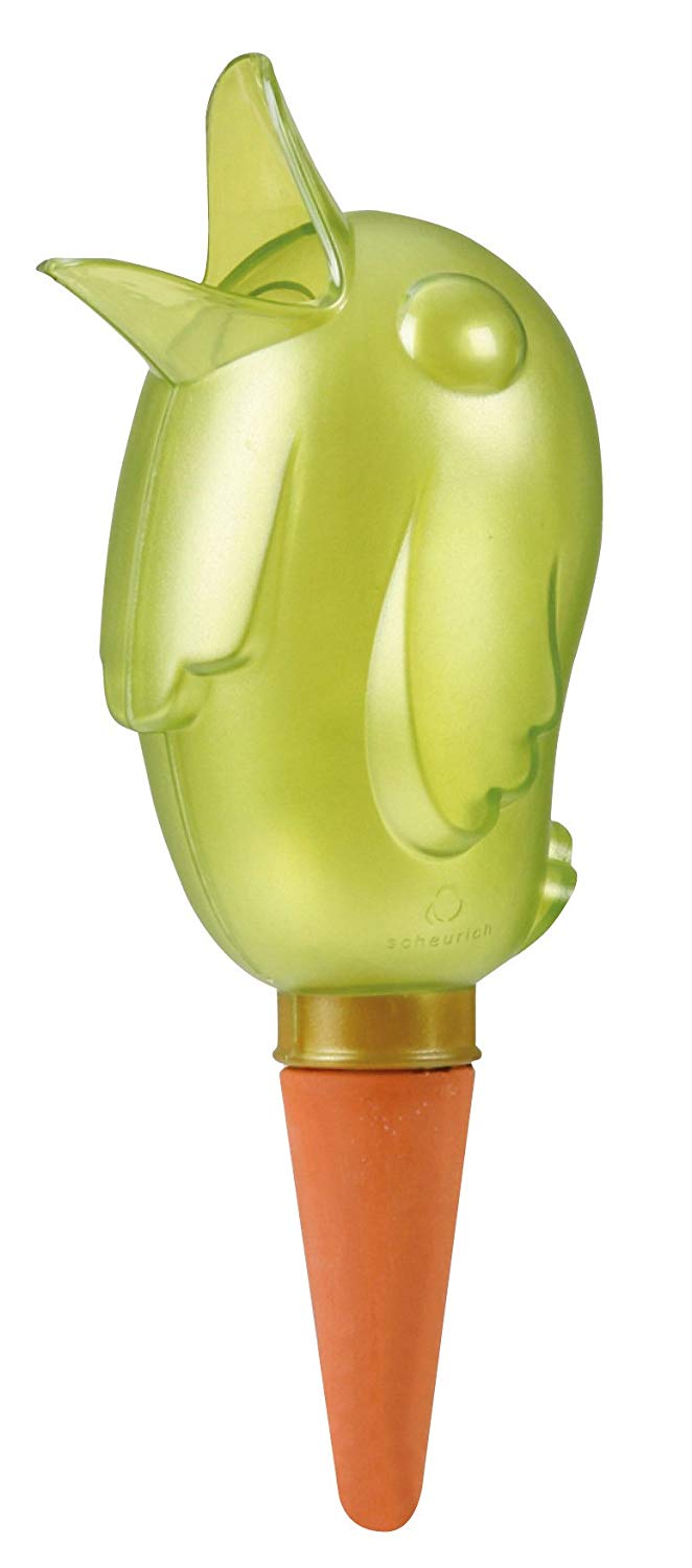 Scheurich Bördy XXL, Waterreserve Water Dispenser Made of Plastic and Clay Cone, Green Pearl, 33 cm High, 1.0 L Vol.