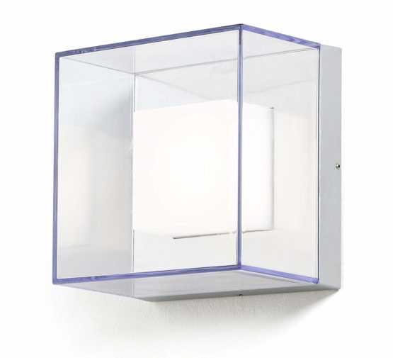 Konstsmide Clear San Remo Large Up Down Modern Outdoor High Power 9 x 1 W LED Wall Lamp Frosted-Opal Polycarbonate Glass IP54 / Outside Light Aluminium, Big