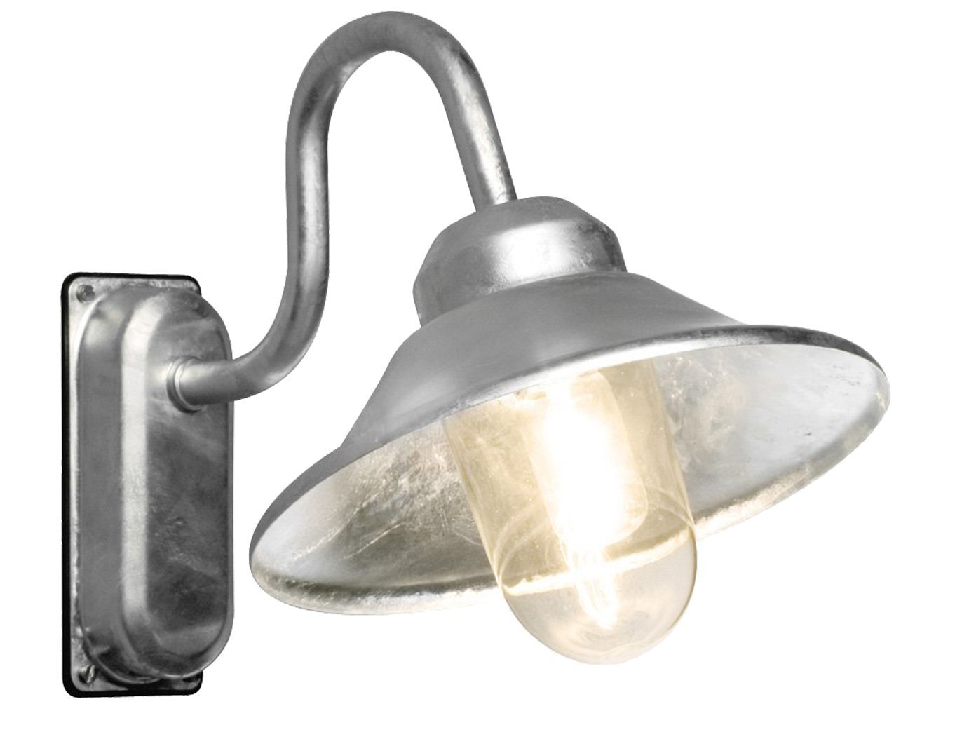 Konstsmide Handmade Outdoor Wall Lights Mains Powered/Vega Down Swan Neck Outdoor Wall Light/1 x 60 W E27 Max Wall Lamp/Clear Glass Globe/RAW - Image 3
