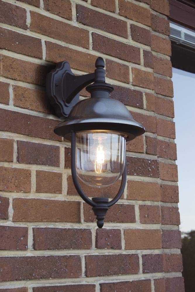 Konstsmide Outdoor Wall Light Mains Powered/Parma Down Traditional Lantern/1 x 75 W E27 Max Lamp/Clear Acrylic Globe/Aluminium/IP43/Outside Light - Image 2