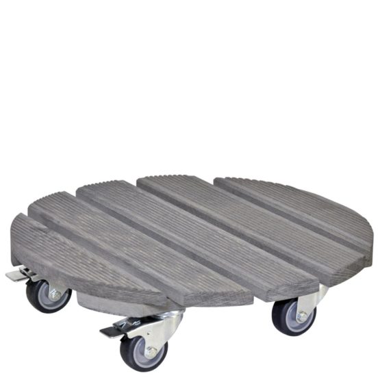 Wagner Plant trolley CREO Ø 38 x 10,5 cm | Flower trolley made of FSC-certificated solid wood for indoor + outdoor use, beech grey, 2 total breaks | Load capacity 200 kg | Made in EU - 20086301