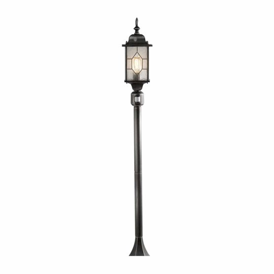 Konstsmide 7249-759 Milano Outdoor PIR Sensor-Motion Detector / 1 x 75 W E27 Max Wall Lamp/Leaded Effect Acrylic Glass/Aluminium / IP43 / Outside Light Antique Finish Matt Black-Silver