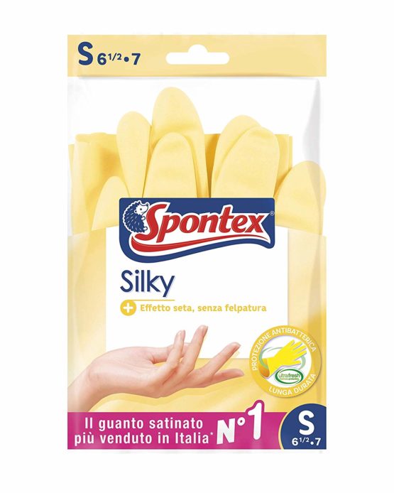 Spontex Silky Gloves, Silk Effect On Skin, No Fleece Lining, Size S