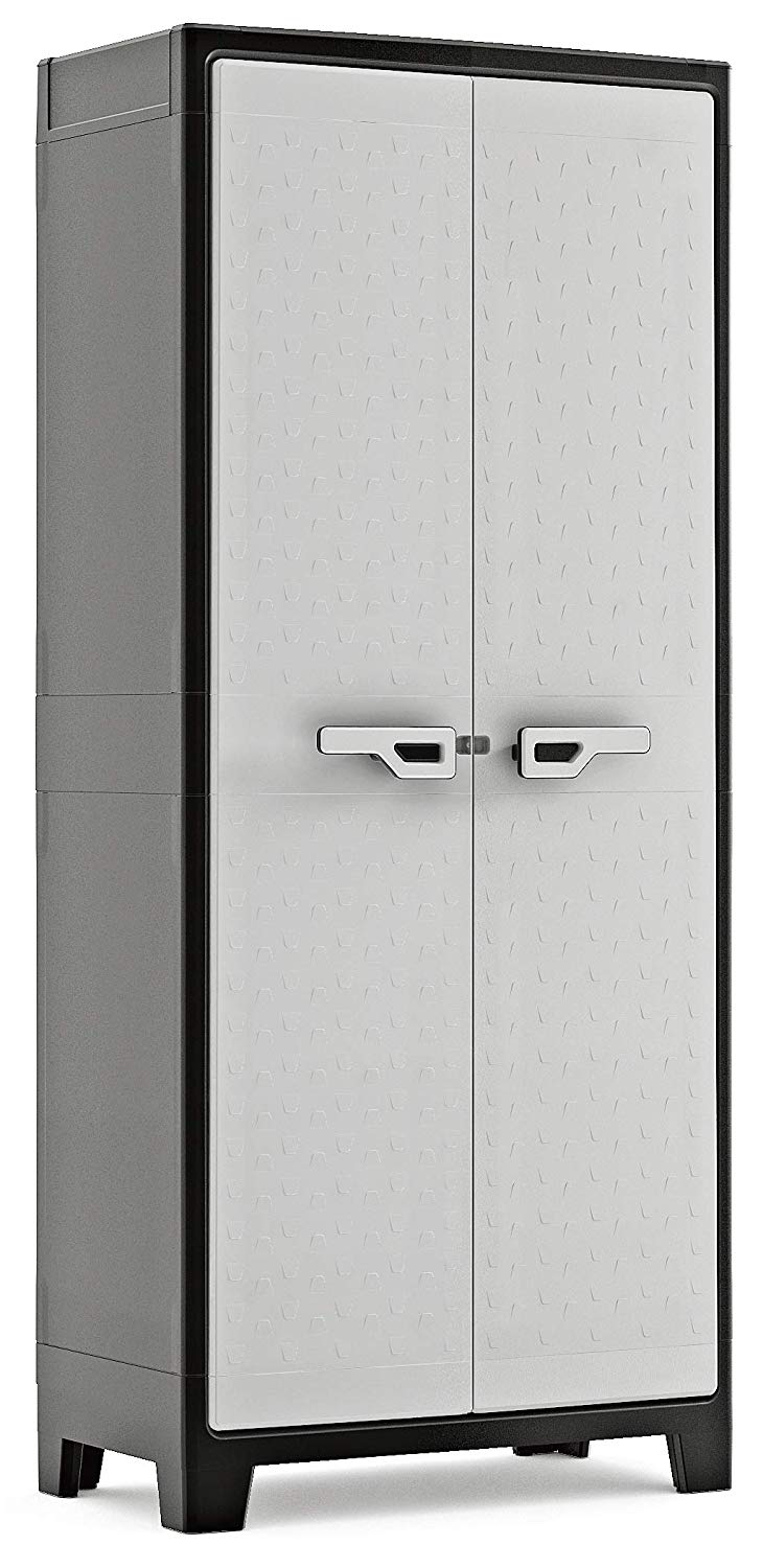 Keter Titan High Indoor Garage Utility Multi purpose Cabinet - Black-Grey