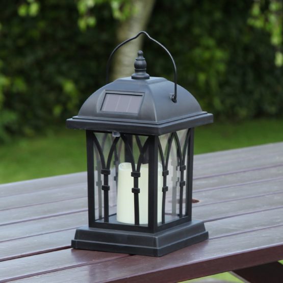 Festive Lights Garden Candle Lantern - Solar Powered - Flickering Effect - Amber LED - 27cm - Image 3