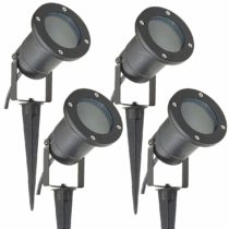 4 Pack Outdoor Garden Spike Lights Ground Mount or Watt IP65 Matt Black SPBLK04