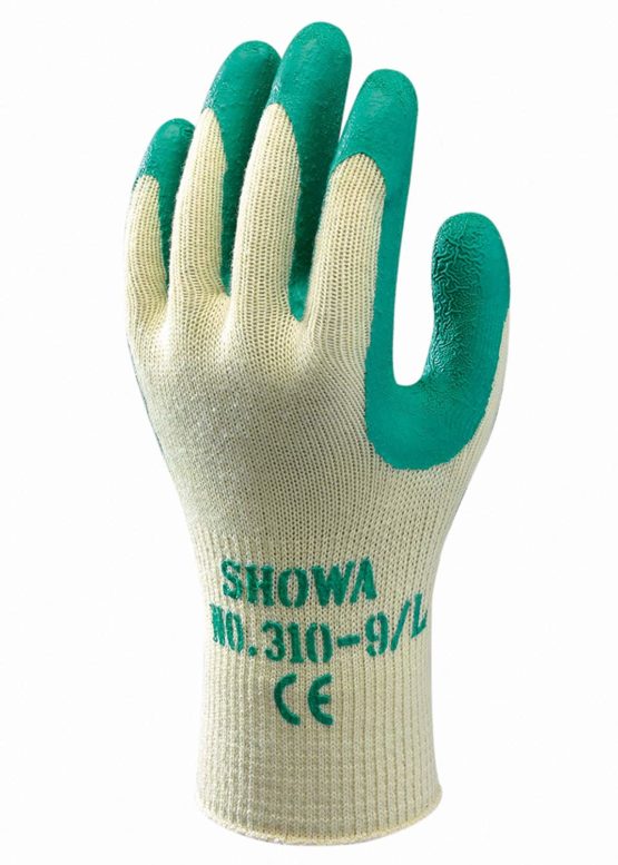 Showa 310 Green Latex Palm Coated Work Gloves, Large