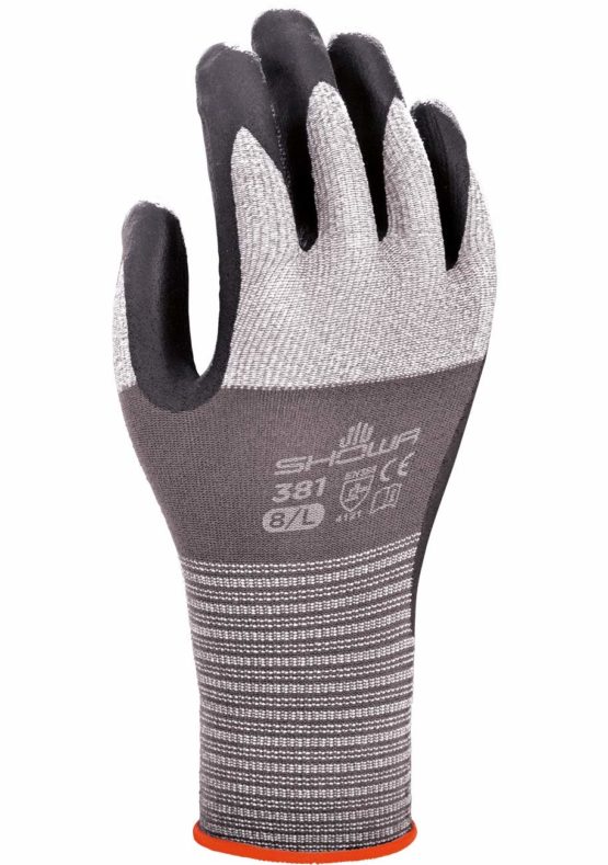 SHOWA 381 Nitrile Coated Work Glove, Grey, M
