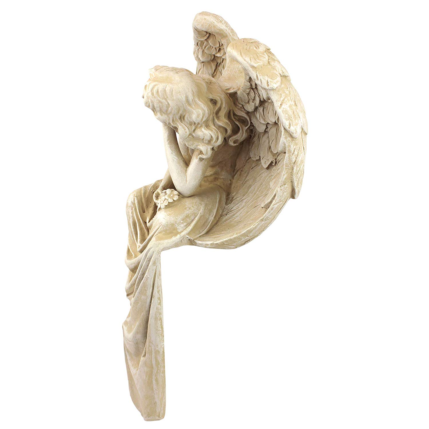 Design Toscano NG34725 Resting Grace Angel Sitting Garden Statue, Medium, 21.5 cm, Polyresin, Ancient Ivory - Image 3