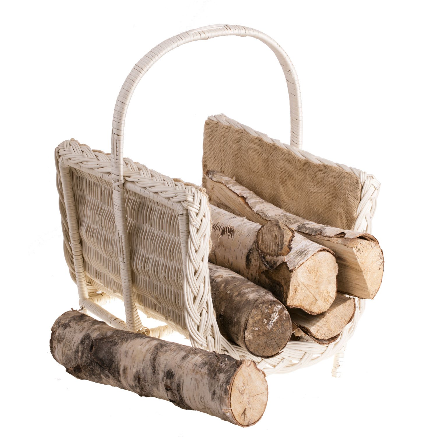 e-wicker24 Alles aus Weide Solid Willow Fireplace Basket, Natural-Coloured Wicker Fireplace Basket (Cream with Jute)