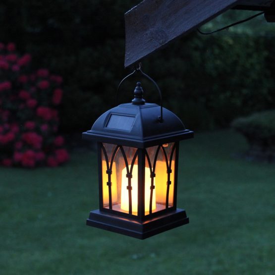 Festive Lights Garden Candle Lantern - Solar Powered - Flickering Effect - Amber LED - 27cm - Image 4