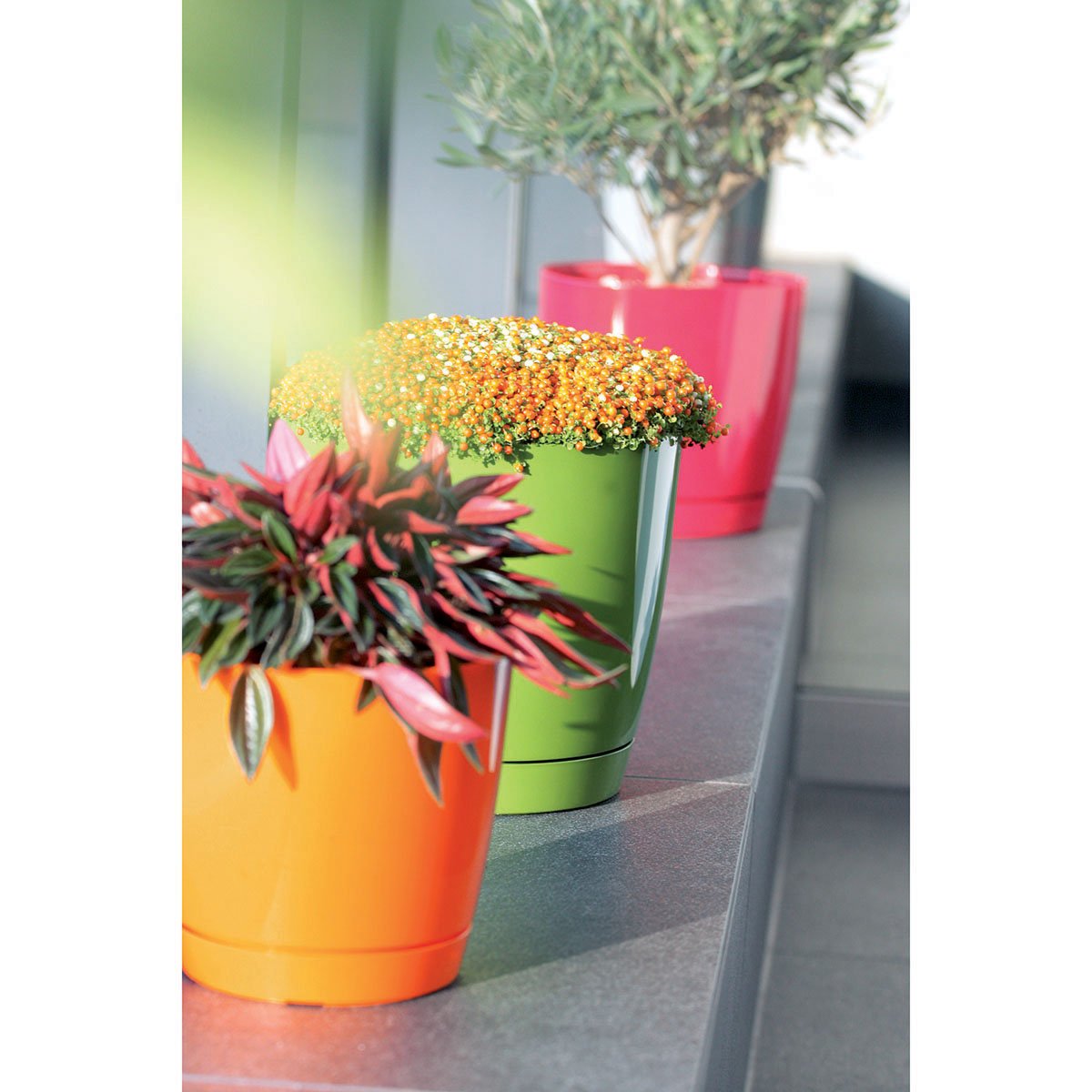 Prosper Plast DUOP240-426U 24 x 22 cm "Coubi" Flowerpot - Dark Grey, 24x24x22 cm - Image 2