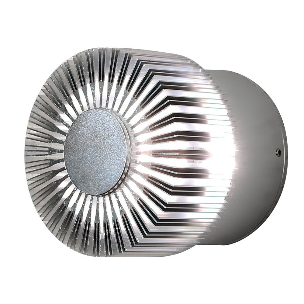 Konstsmide Outdoor Wall Light Main Powered/Monza Round/LED High Power 1 x 3 Watt LED Wall Lamp/Clear Glass Lens/Solid Aluminium/IP54/Outside