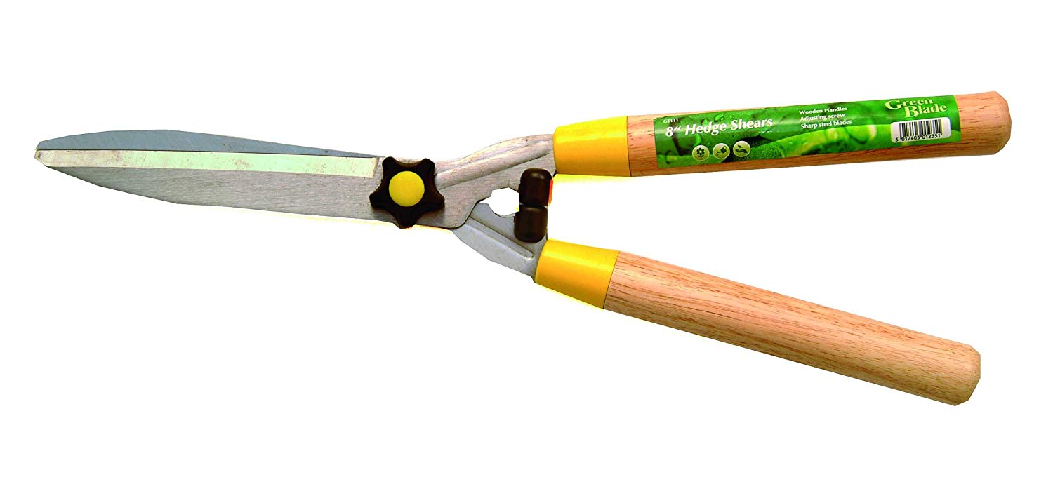 Green Blade BB-GT111 Hedge Shears with Wooden Handles and 8-inch Blade