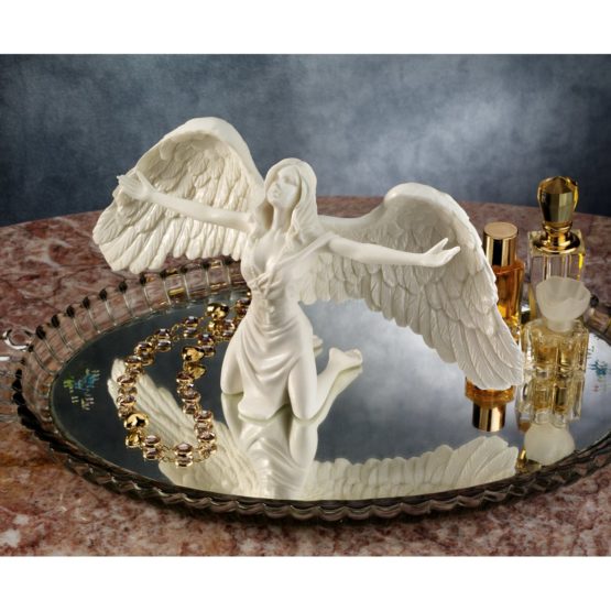 Design Toscano PD2704 Pray for Peace Angel Figurine Statue, 23 cm, Bonded Marble Polyresin, White - Image 2