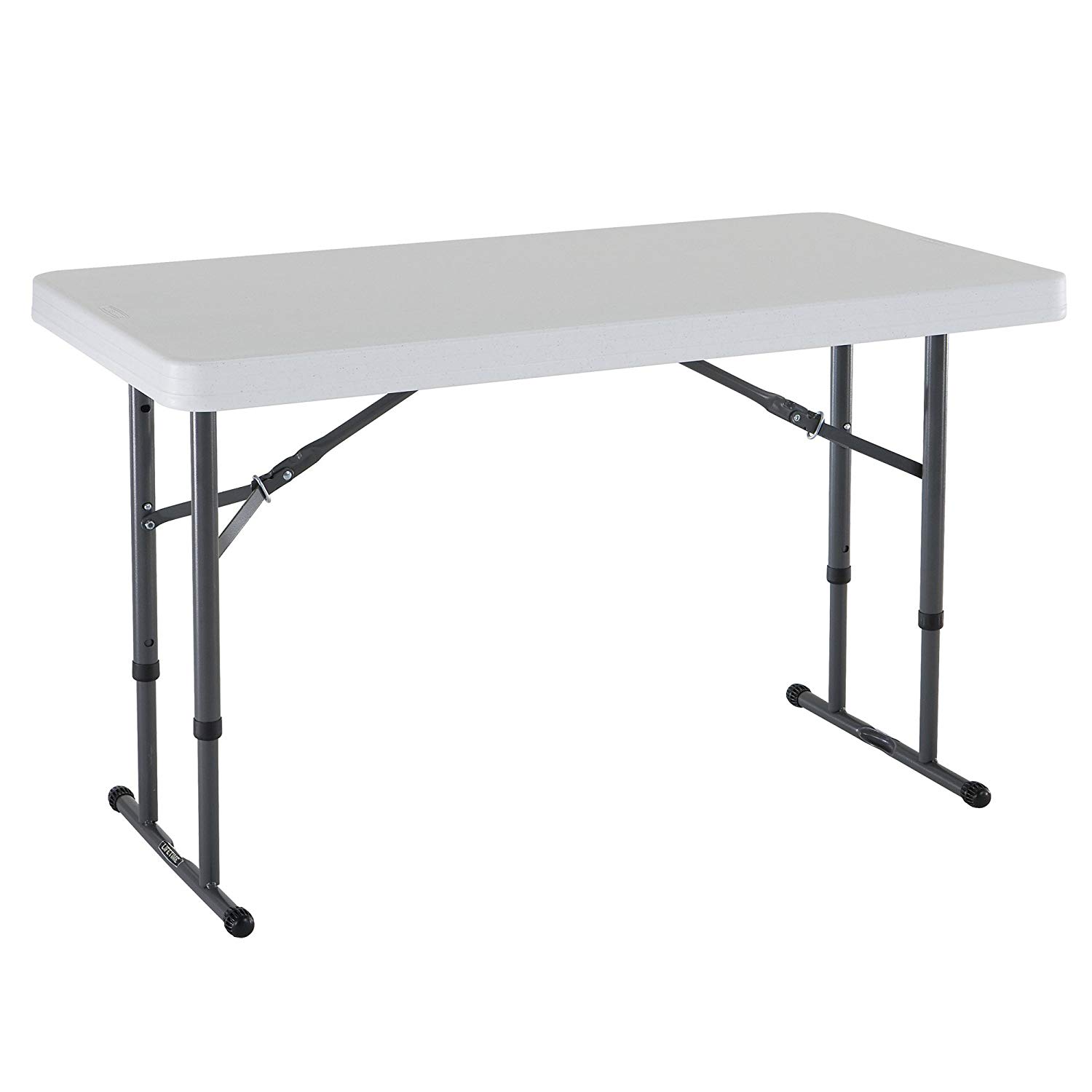 LIFETIME 80160 4 ft (1.22 m) Commercial Adjustable Height Folding Table - White